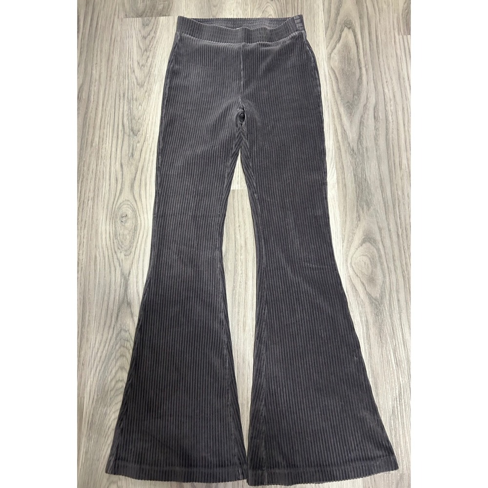 Aerie Ribbed Flare Leggings Charcoal Grey High Waisted Small Regular boho hippie
